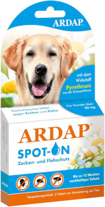 ARDAP Spot On für Hunde über 25kg - Natürlicher Wirkstoff - Zeckenmittel für Hunde, Zeckenschutz Hund, Flohmittel Hund - 3 Tuben je 4ml - Bis zu 12 Wochen nachhaltiger Langzeitschutz  - Jetzt bei Amazon bestellen*