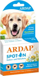 ARDAP Spot On für Hunde über 25kg - Natürlicher Wirkstoff - Zeckenmittel für Hunde, Zeckenschutz Hund, Flohmittel Hund - 3 Tuben je 4ml - Bis zu 12 Wochen nachhaltiger Langzeitschutz 