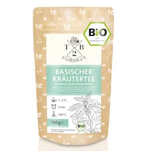 Basischer Kräutertee in Bio-Qualität zur basischen Ernährung mit Brennnessel, 100g (Ca. 40 Tassen) – Tea2Be by Sarenius