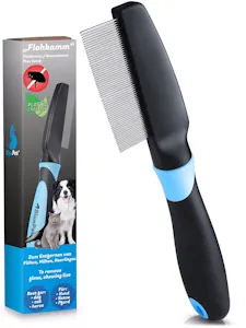 BluePet Flohkamm & Läusekamm für Hunde & Katzen, Hundekamm, Nissenkamm