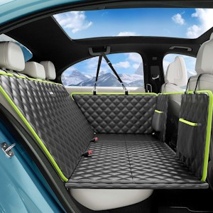 pecute Hundedecke Auto Rückbank mit Harter Unterseite,2025 Verbesserte Material, 3-in-1 Sitzvergrößerung & Sitzbezüge & Hundegitter, wasserdichte & Anti-Kratz, Sofa Textur, bis zu 150 kg