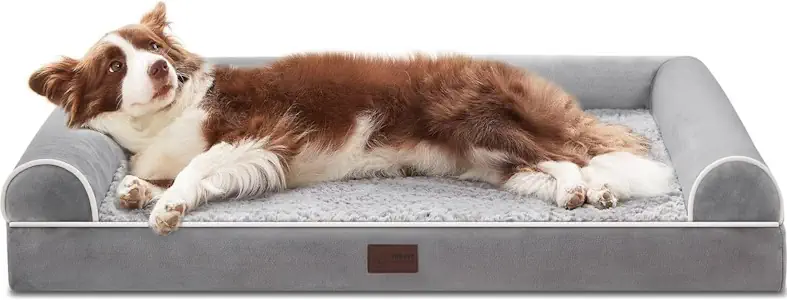 WESTERN HOME Orthopädisches Hundebett mittelgroße Hunde hundesofa Hundecouch Bettchen mit Hoher Rand Grau 106x76x10cm 