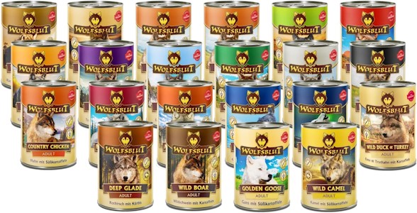 Wolfsblut Adult 10 x 395g Mix Hundefutter | auch als 20x, 30x oder 40x 395g mit vielen verschiedenen Sorten | Ohne Zucker, Soja, Geschmacksverstärkern & künstlichen Zusätzen 